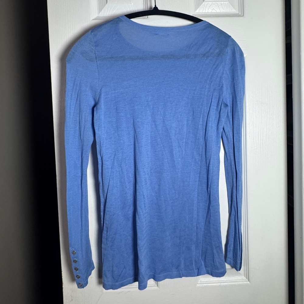 Elegant Blue Long Sleeve Women's Top - Picture 2 of 5
